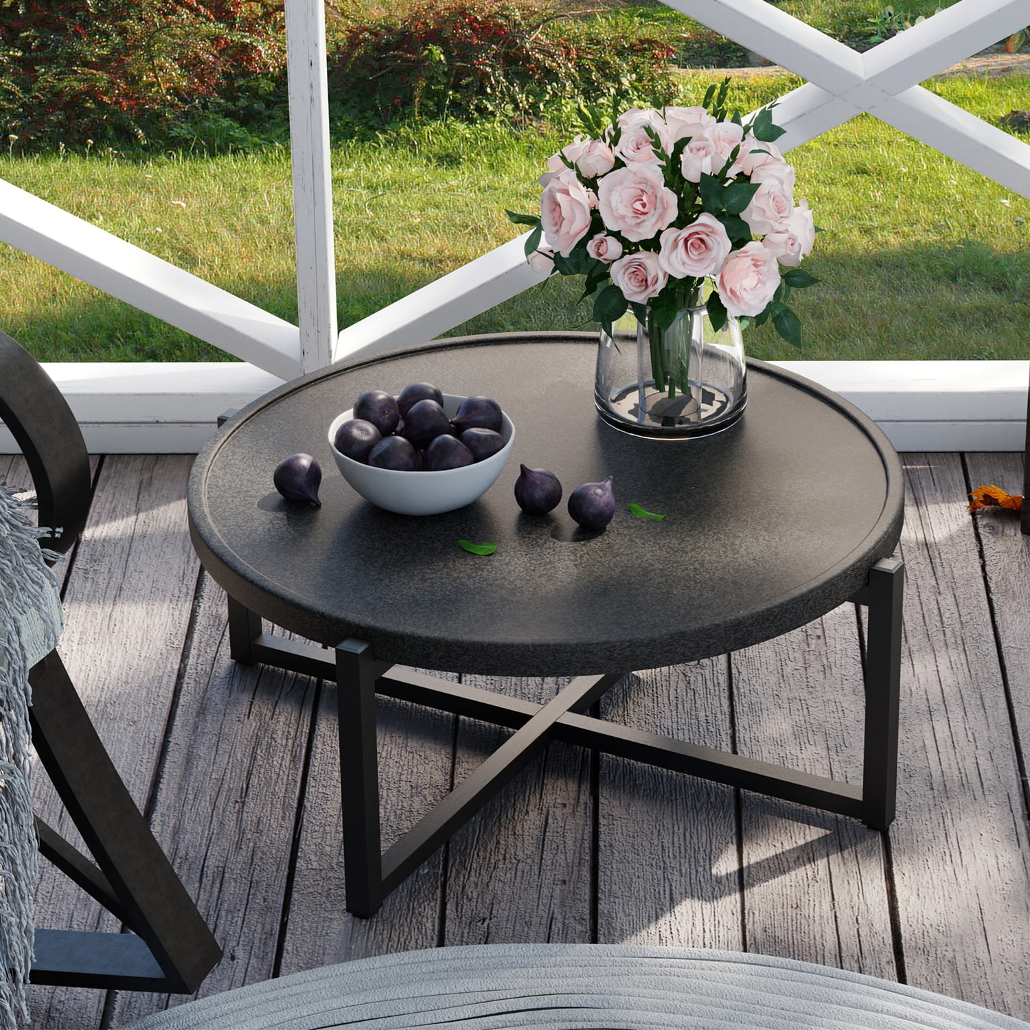 Black metal coffee table outdoor discount