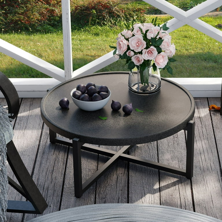 Coffee Table Low Round Garden Table COSIEST Metal Outdoor Patio