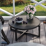 COSIEST Outdoor Patio 31.5 W x 12 H Dark Grey Round Metal Coffee Table Stand