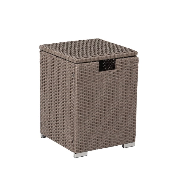COSIEST Outdoor Patio Hideaway Wicker Grey Tank Table for Gas Fire Pits