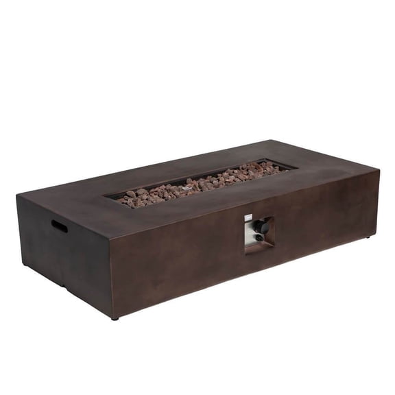 VENTOPYR Outdoor Propane Fire Pit Table Rectangle Bronze Compact Concrete-like