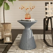COSIEST Outdoor Side Table, Mushroom Shaped MgO Accent Table, Lightweight Patio End Table w Rotund Base, Round Top Plant Stand for Garden and Deck, Spotted Grey