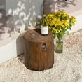 thumbnail image 1 of COSIEST Painted Brown Concrete End Table, Faux Wood Tree-Trunk Stool, 1 of 8