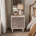thumbnail image 1 of COSIEST Rectangular Vintage End Table with 2 Drawers, Light Gray for Living Room, 1 of 6