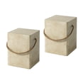 thumbnail image 1 of VENTOPYR Set of 2 Concrete Side Table, Rectangular Outdoor Side Table w Hemp Rope Handles,15''Patio Side Tables End Table, Outdoor Accent Side Table for Garden and Patio, Beige, 1 of 5