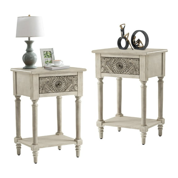 COSIEST Set of 2 Nightstand with Drawers,Side Table Night Table