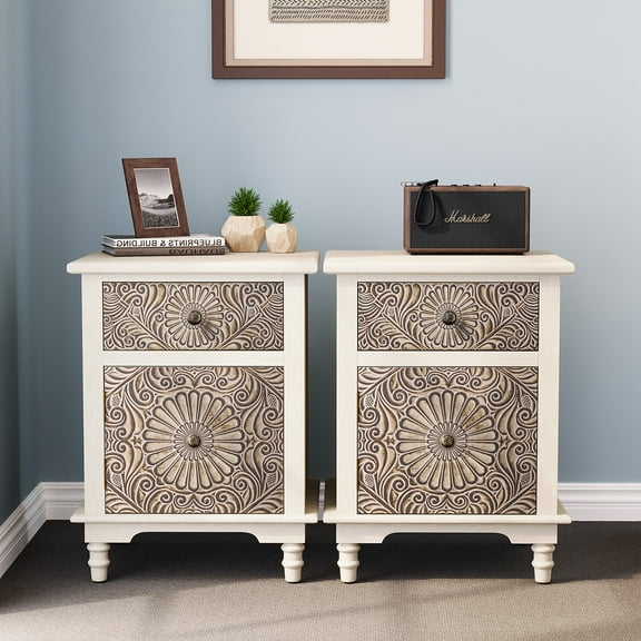COSIEST Set of 2 Nightstand with Drawers,Side Table Night Table