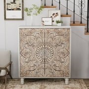COSIEST Vintage Sideboard Cabinet, Farmhouse Buffet with Adjustable Shelf for Kitchen, Dining Room, Living Room