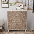 thumbnail image 1 of COSIEST Storage Cabinet, Vintage Accent Cabinet with Adjustable Shelf, Buffet Sideboard with Decorative Pattern for Kitchen, Dining Room, Living Room, Hallway, 1 of 7