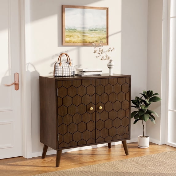 VENTOPYR Storage Cabinet with Doors and Shelves, Modern MDF Accent Cabinet with Adjustable Shelf, Free-Standing Sideboard Buffet Cabinet