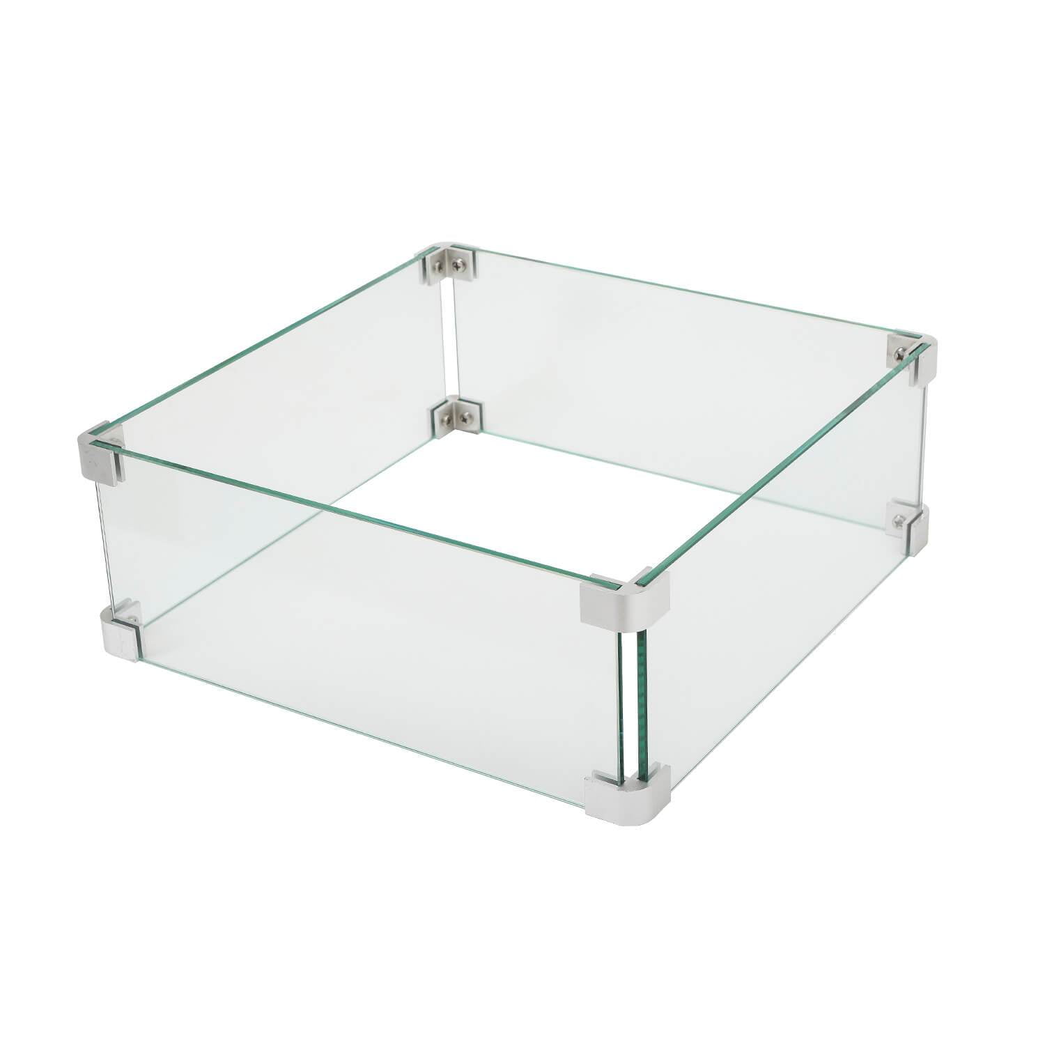 Square 22" Clear Tempered Glass Fire Pit Wind Guard