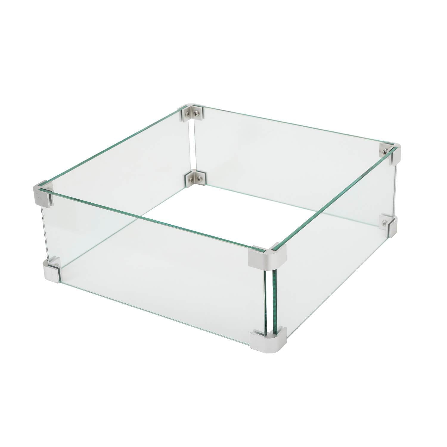 Square 22" Clear Tempered Glass Fire Pit Wind Guard