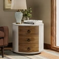 thumbnail image 1 of COSIEST White Wood Round 20-inch MDF Storage Cabinet with 3 Drawers for Bedside Table, 1 of 7