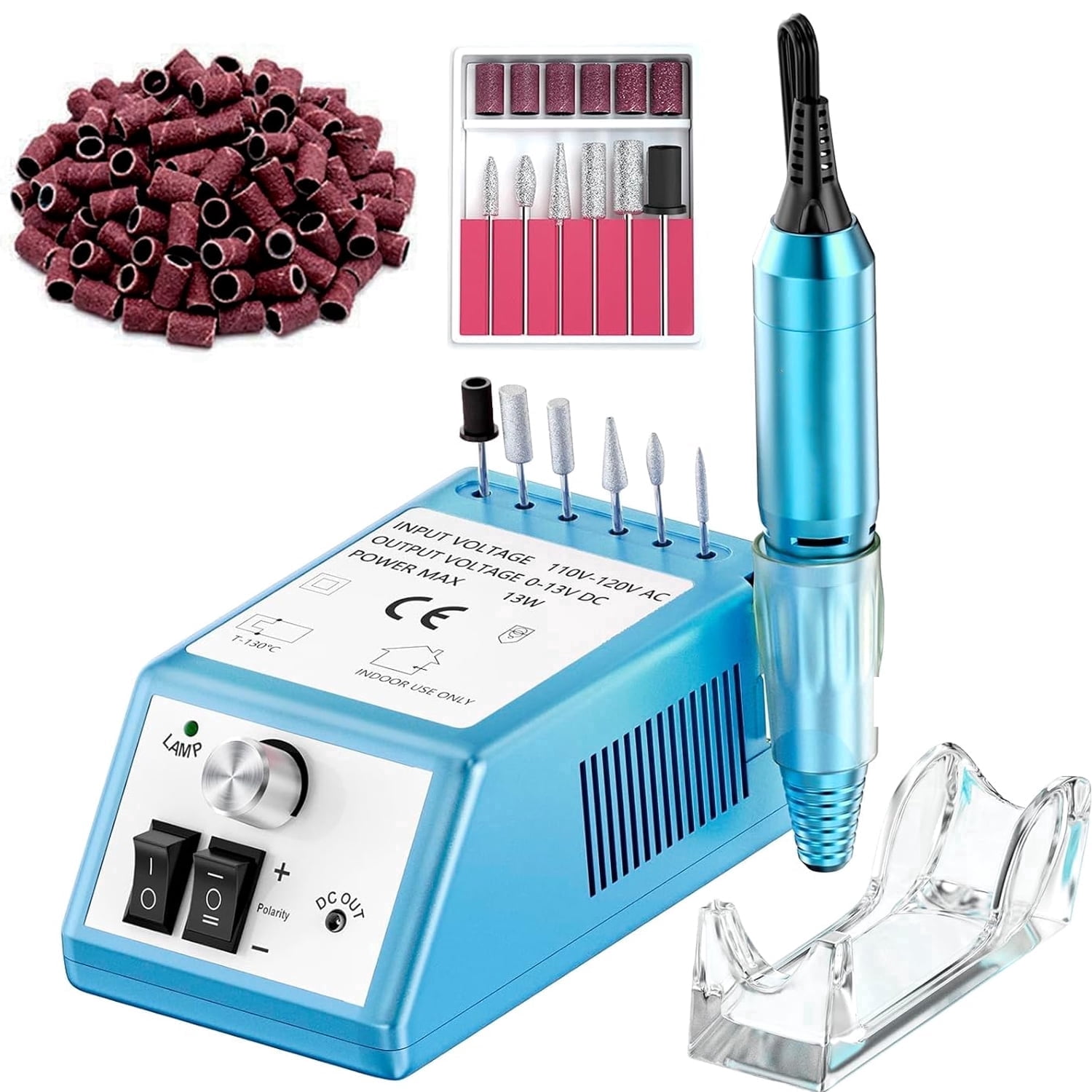 COSITTE 30,000 RPM Low-Vibration Nail Drill, Professional Acrylic Nail Remover, Home/Salon Hand and Foot Care Set-Dark Blue
