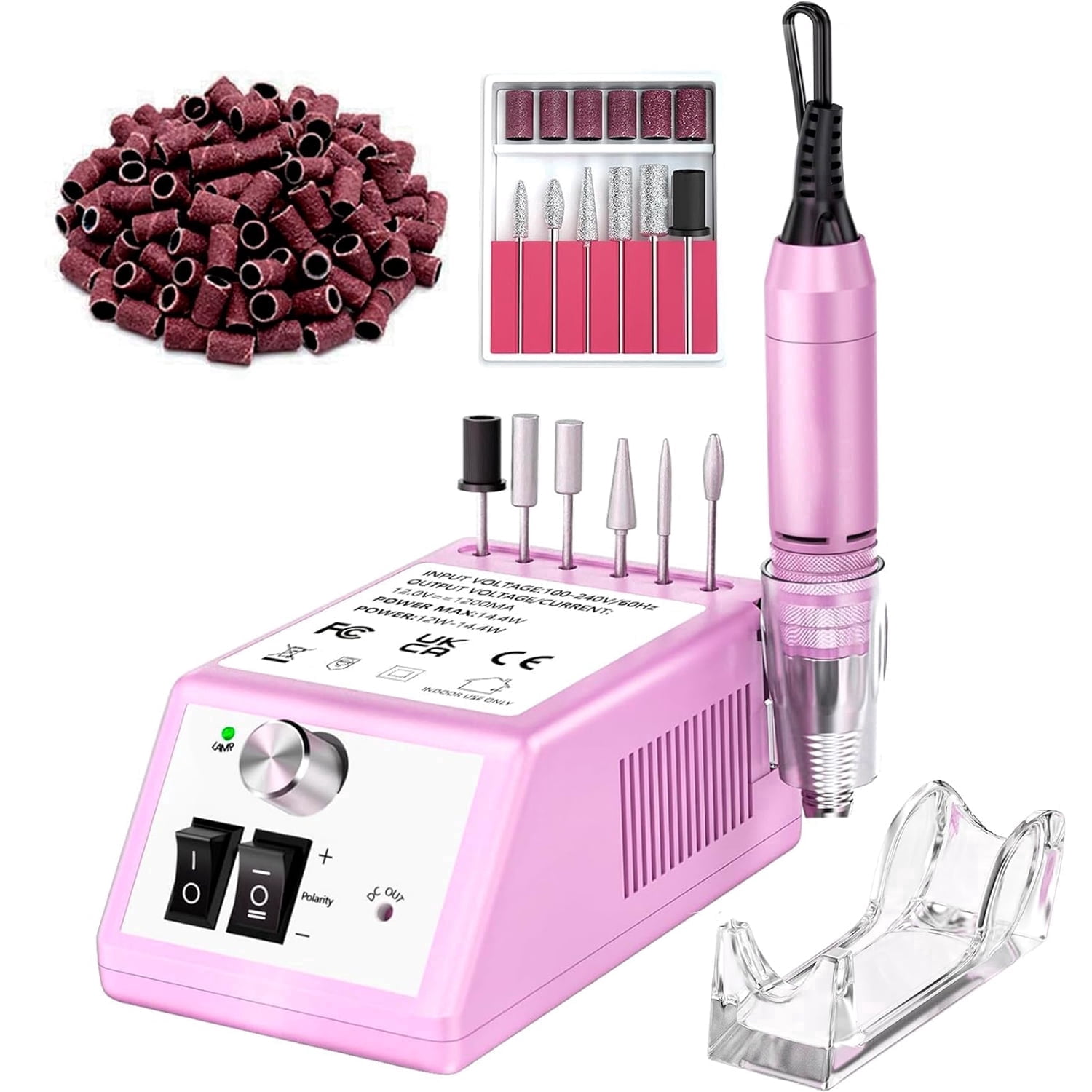 COSITTE 30,000 RPM Low-Vibration Nail Drill, Professional Acrylic Nail Remover, Home/Salon Hand and Foot Care Set-Rose Pink