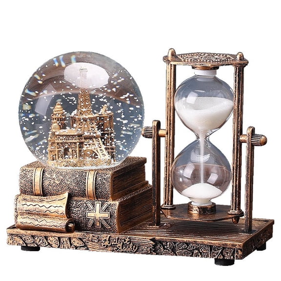 COSITTE LED Musical Crystal Snow Globe with Hourglass Timer, Home & Office Decor Ornament