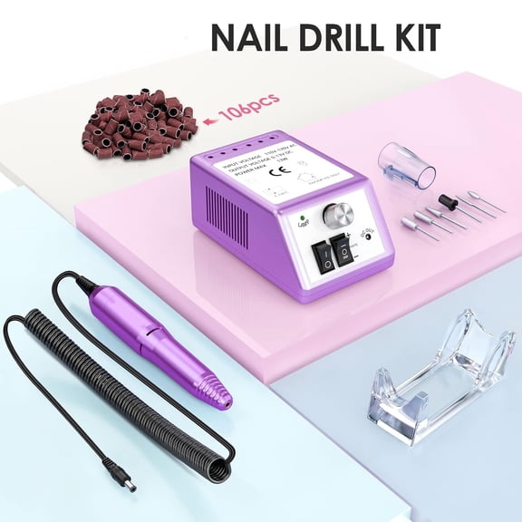 COSITTE Professional Electric Nail Drill Machine 20000 RPM for Acrylic & Gel Nails, Manicure Pedicure Tool Set for Salon & Home Use(Purple)