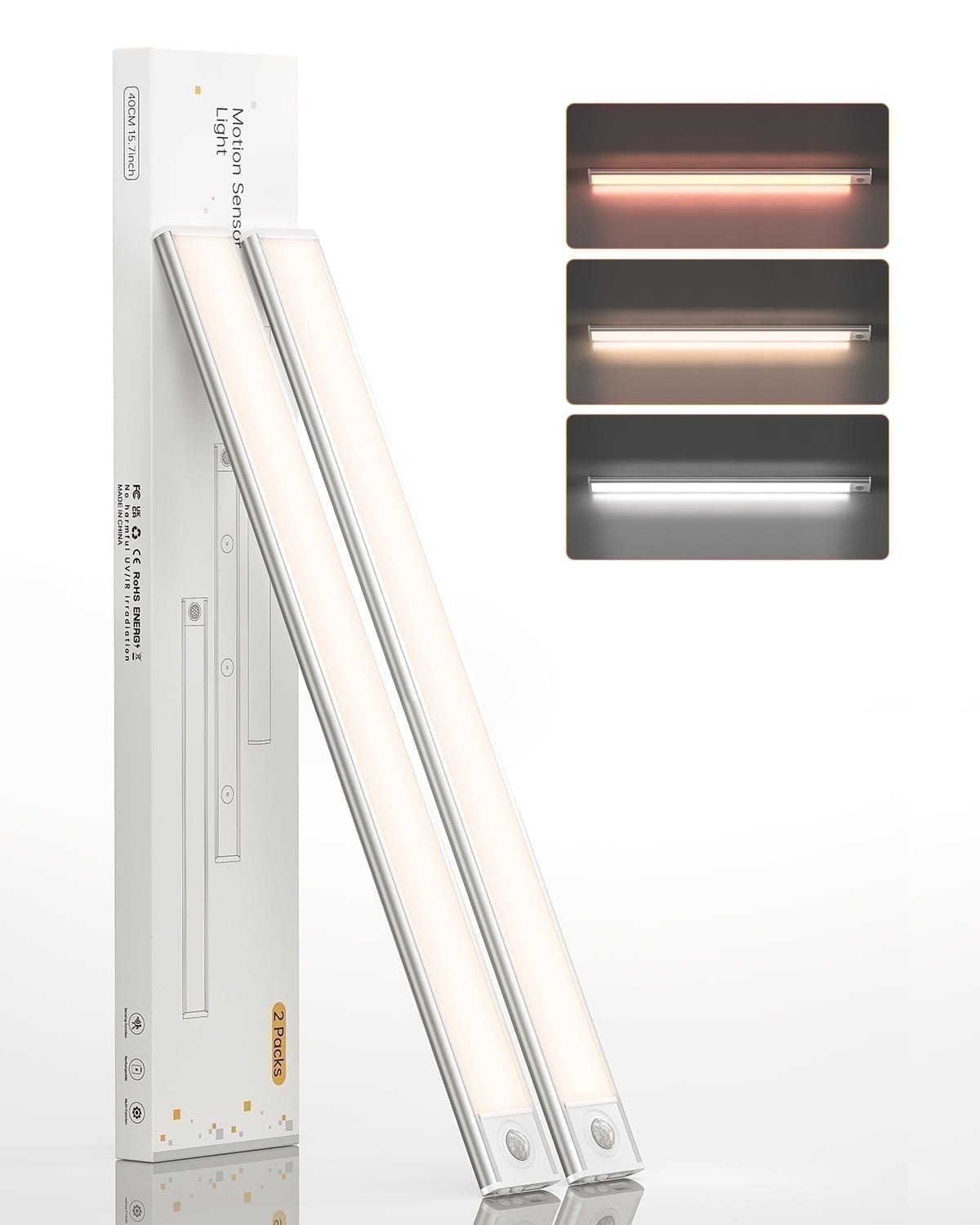 Under Cabinet Lighting Wireless, 4 Pack Under Cabinet Lights Rechargeable, Motion Sensor Light Indoor, 3 Color Temps, 5 Levels Dimmable Magnetic Closet Lights, Under Counter Lights For Kitchen, Stairs