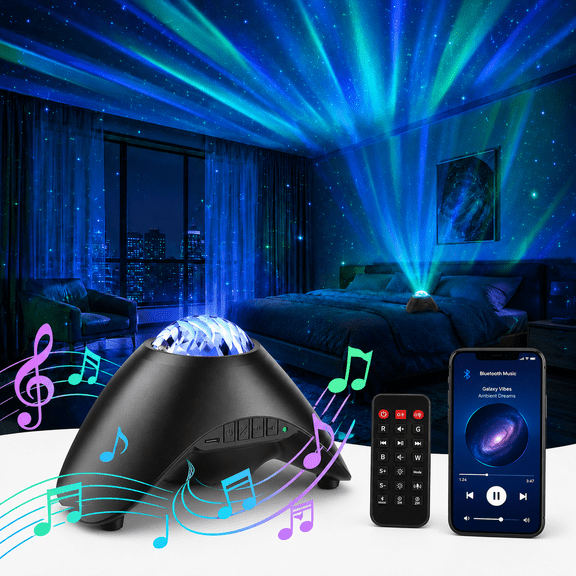 COSJM Galaxy Projector Night Light, Aurora Star Projector with 33 Light Effects, 8 White Noise, Bluetooth Speaker and Remote Control for Bedroom, Gaming Room and Parties, Gift for Kids and Adults