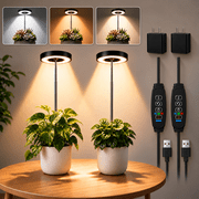 COSJM Grow Lights for Indoor Plants, 2 pack LED Plant Light, 3/9/12H Timer, Height Adjustable, 2 Mounting Options, 3 Lighting Modes, 9 Dimmable Levels