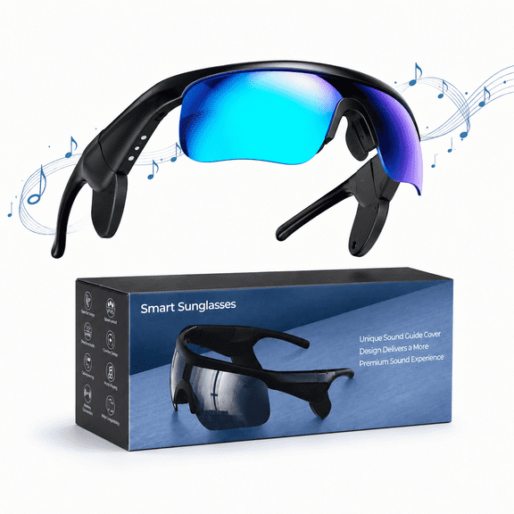 Bluetooth Sunglasses for Men & Women - Premium Clear Sound Open Ear Audio Glasses for Running Cycling, Polarized UV400, Anti-Slip Lightweight Comfort