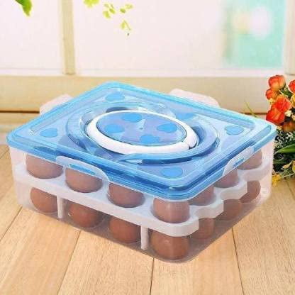 Orange 6 Grid Handle Egg Container For Refrigerator, Portable Eggs Holder Egg Carrier Tray With Lid Camping Outdoor Picnic Plastic Storage Box Clip