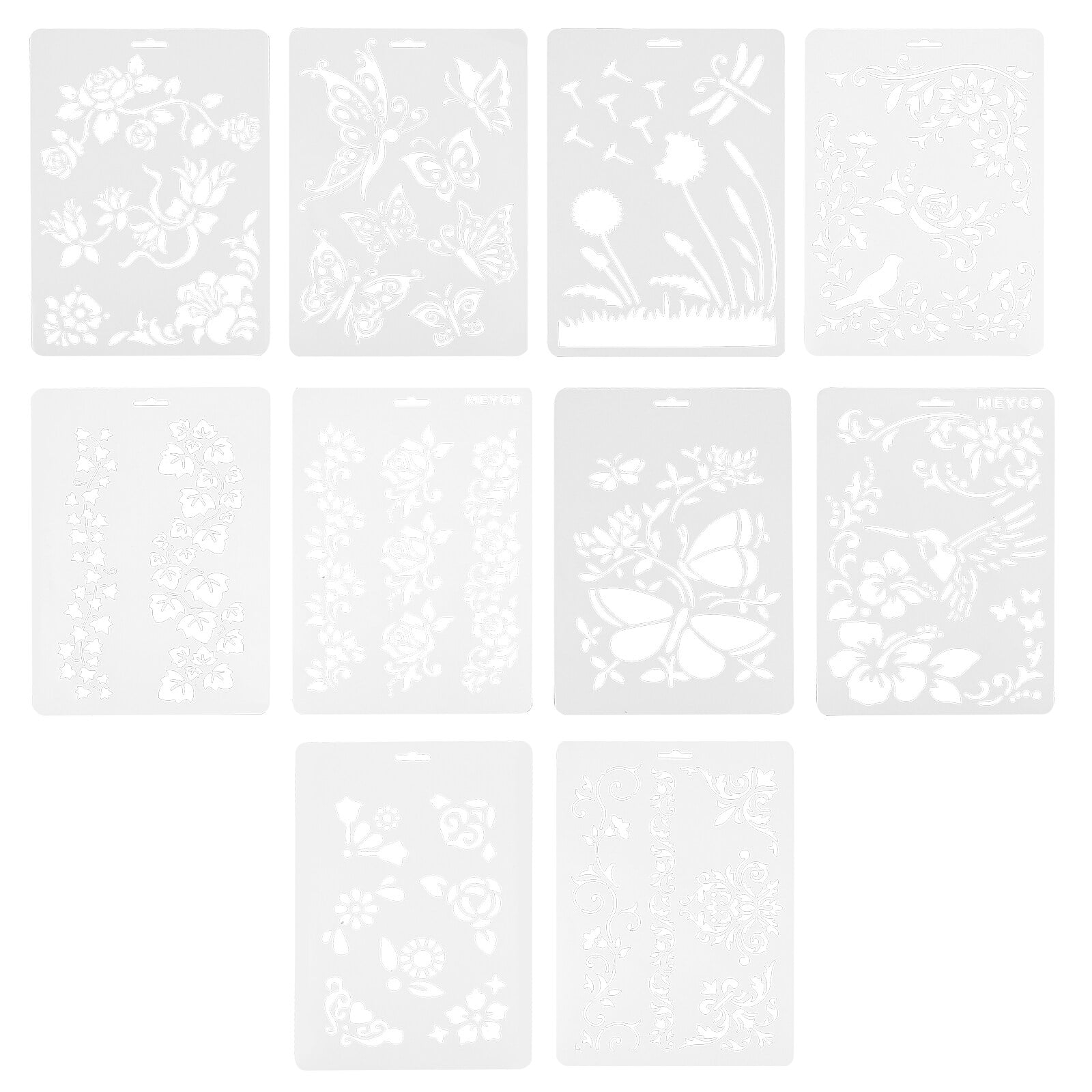 COSLUS 10Pcs Flower Theme Stencils Templates Reusable DIY Craft Drawing ...