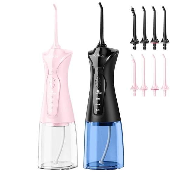 COSLUS 2 Pack Cordless Water Dental Flosser Pick with Elegant Packaging for Teeth,Braces,Gums Care,Portable for Travel