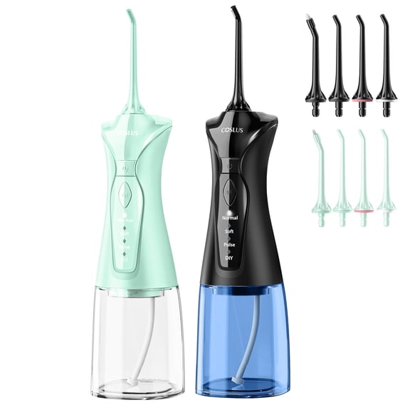 COSLUS 2 Pack Cordless Water Dental Flosser Pick with Elegant Packaging for Teeth,Braces,Gums Care,Portable for Travel