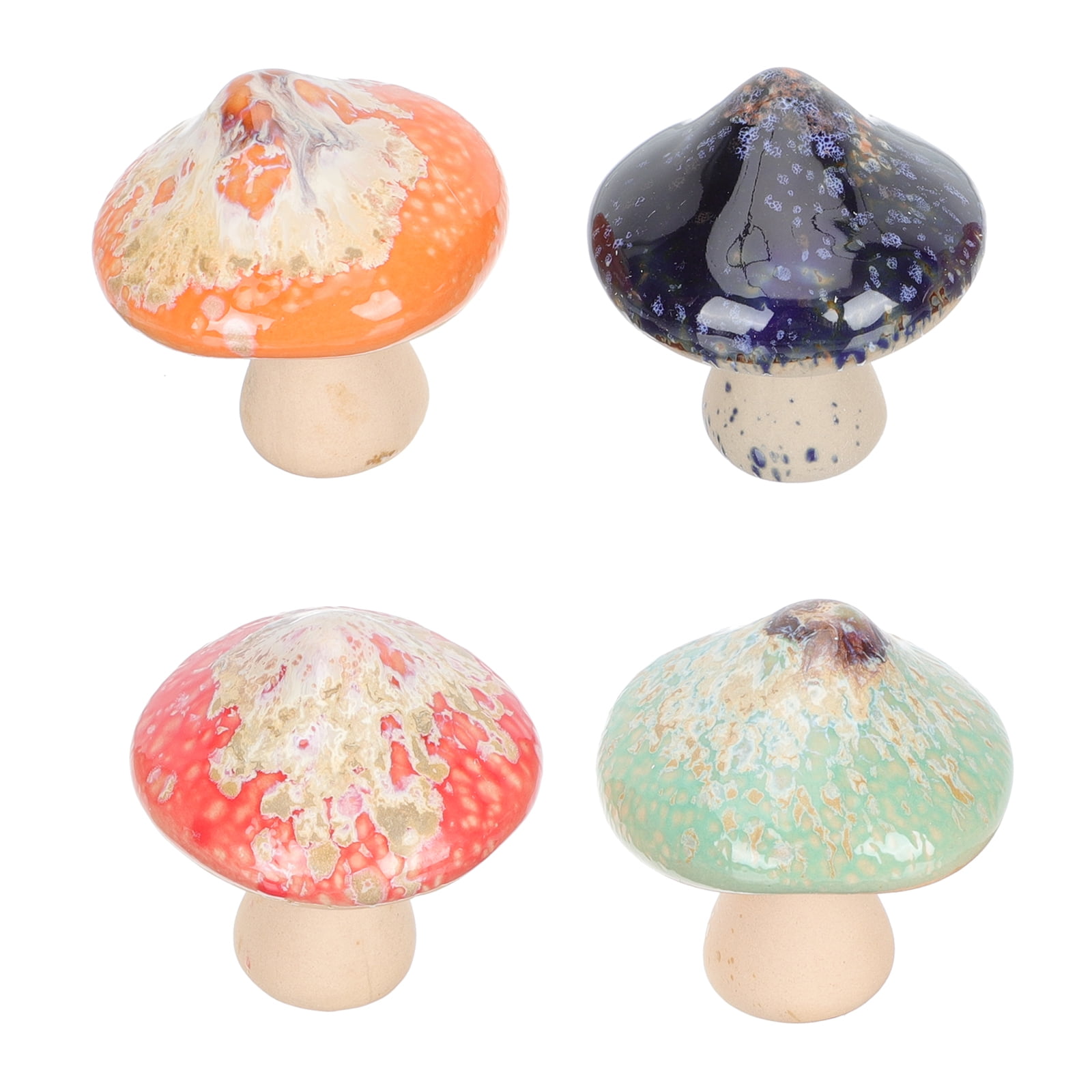 COSLUS 4Pcs Ceramic Mushroom Statue Micro Landscape Ornament Garden