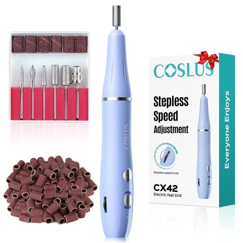 COSLUS CX42 Electric Nail Drill File,Stepless Speed Knob,Cordless,Rechargeable,for Acrylic Gel,Home Salon,Ideal for Beginners