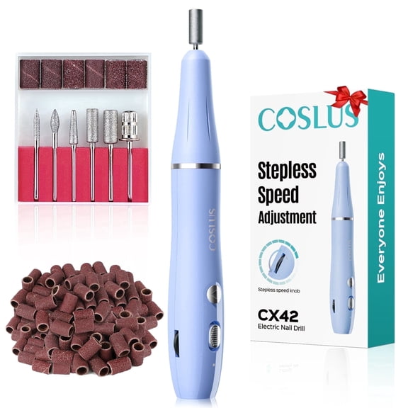 COSLUS CX42 Electric Nail Drill File,Stepless Speed Knob,Cordless,Rechargeable,for Acrylic Gel,Home Salon,Ideal for Beginners