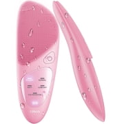 COSLUS Facial Cleansing Brush Silicone Face Scrubber,IPX7 Waterproof,4 Cleansing Modes,Electric Face Brush for Cleaning,Exfoliating,Massaging Pink