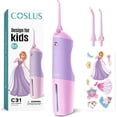 thumbnail interactive-video image 1 of COSLUS CX31 Kids Water Dental Flosser Deep Cleaning Picks Portable 4 Modes for Ages 6+ Safe IPX7 Waterproof Purple, 1 of 8