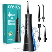 COSLUS CX50 Water Dental Flosser Pick For Teeth,4 Modes 5 Intensities,Portable Rechargeable Water Dental Flosser Oral Irrigator for Travel Home Black