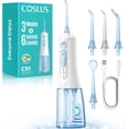 thumbnail image 1 of COSLUS C51 Portable Water Flosser for Teeth: 3 Modes & 6 Pressure Settings with Jet Mode Water Dental Pick for Orthodontic, Braces, Sensitive Gums, Compact for Travel, 300ML for Multiple Users, White, 1 of 1