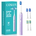 thumbnail image 1 of COSLUS CX30 Electric Toothbrush for Kids & Adults,5 Modes 3 Intensity Levels for Sensitive Teeth & Braces,2 Types of Brush Heads for Home Purple, 1 of 12