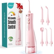 COSLUS E40 Portable Water Flosser for Teeth,ADA Accepted,Water Dental Flosser with 10 Pressure Settings,Rechargeable,Cordless, for Travel-Pink