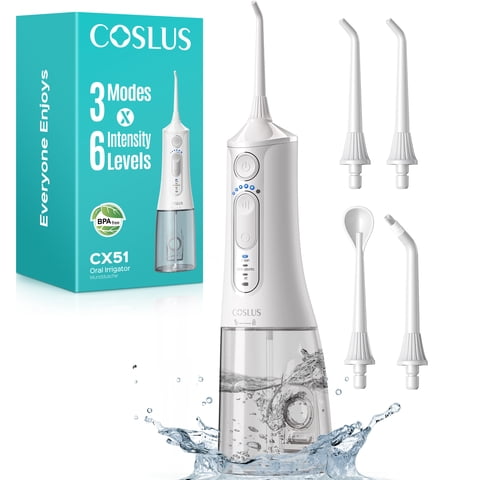 COSLUS CX51 Portable Water Flosser for Teeth,3 Modes & 6 Pressure Settings,Water Dental Pick for Sensitive Gums, Braces for Travel Home Pink