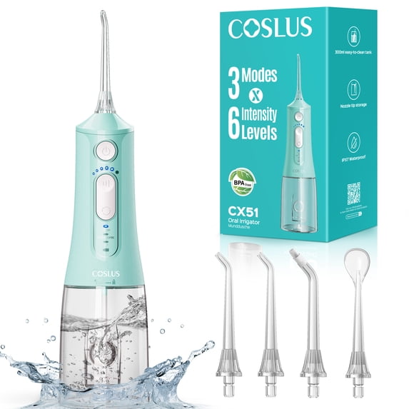 COSLUS CX51 Portable Water Flosser for Teeth,3 Modes & 6 Pressure Settings,Water Dental Pick for Sensitive Gums, Braces for Travel Home