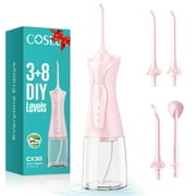 COSLUS Water Dental Flosser Pick for Teeth,DIY Mode,300ML,IPX7 Waterproof,Portable,Rechargeable,for Home Travel-Pink