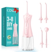 COSLUS CX30 Water Dental Flosser Pick for Teeth,DIY Mode,300ML,IPX7 Waterproof,Portable,Rechargeable,for Home Travel-Pink
