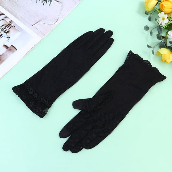 COSMOBETTY 1 Pair Ice Silk Breathable Sun Screen Protective Gloves for Women Household Gardening