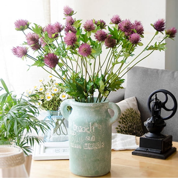 COSMOBETTY 1 Pc Violet Silk Flower Trifurcate Eryngo Shape European Style for Wedding Home Party Garden Decoration