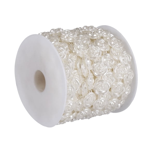 COSMOBETTY 1 Roll Embroidered Floral Appliques Rose Shape White DIY Craft Decorative Embellishment for Dress