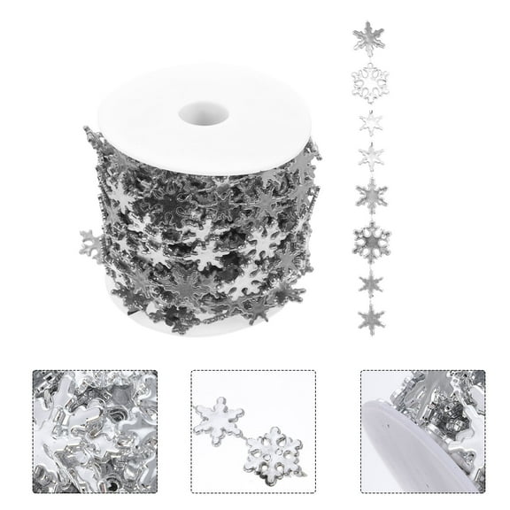 COSMOBETTY 1 Roll Plating Process Snowflake Chains for Christmas and Stage Decoration Snowflakes Garland