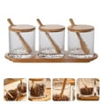 thumbnail image 1 of COSMOBETTY 1 Set Hammered Pattern Glass Condiment Jar Bamboo Lid For Cooking Enthusiasts 29x12cm, 1 of 8