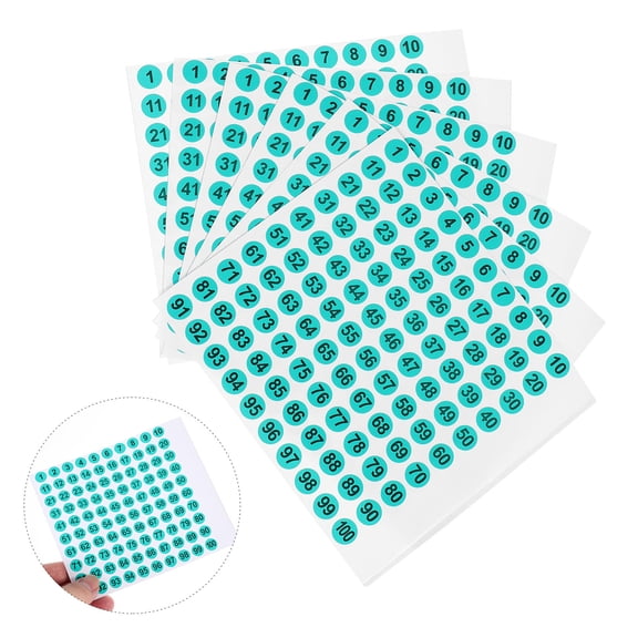 COSMOBETTY 100Pcs Number Labels Stickers Round 10mm Diameter for Clothing and in Green and Black