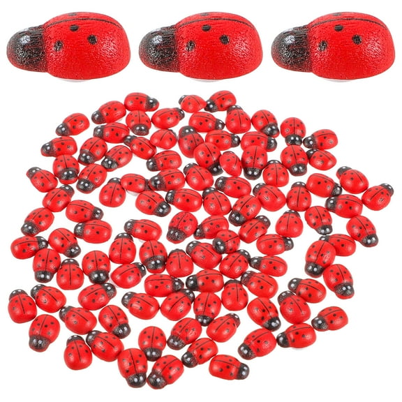 COSMOBETTY 100Pcs Resin Mini Ladybugs for DIY Decoration and Kids 0.5In