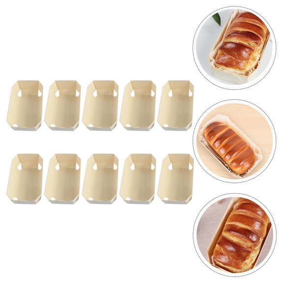 COSMOBETTY 10Pcs Baking Molds Rectangular Khaki Paper for Daily Cooking and Festival Celebrations